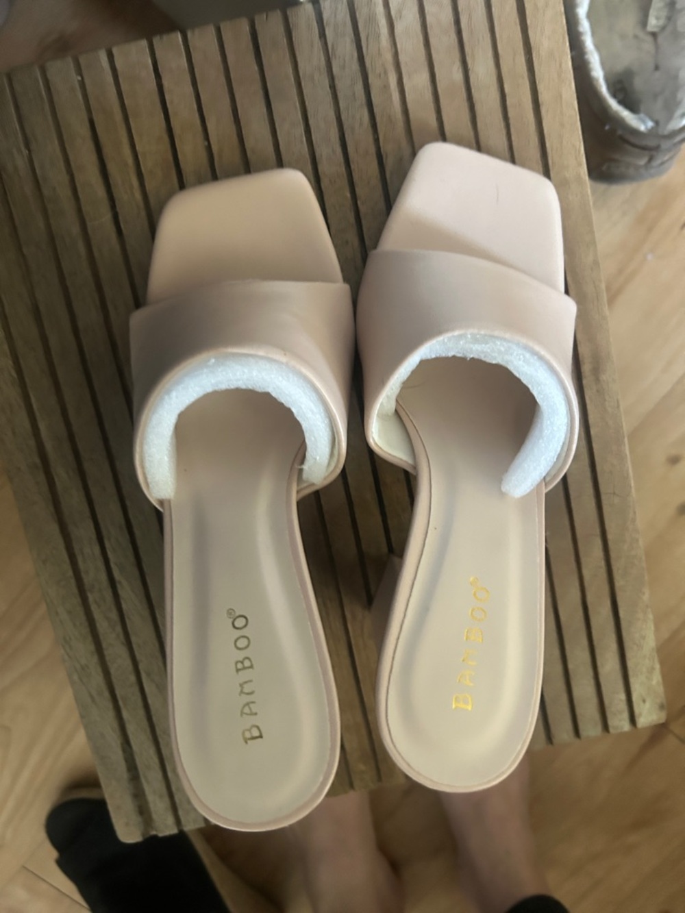BAMBOO Blush Square-Toe Slide Mules